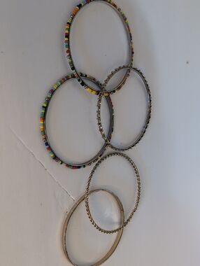 Set of Multicolor and Silver Women’s Bangle Bracelets